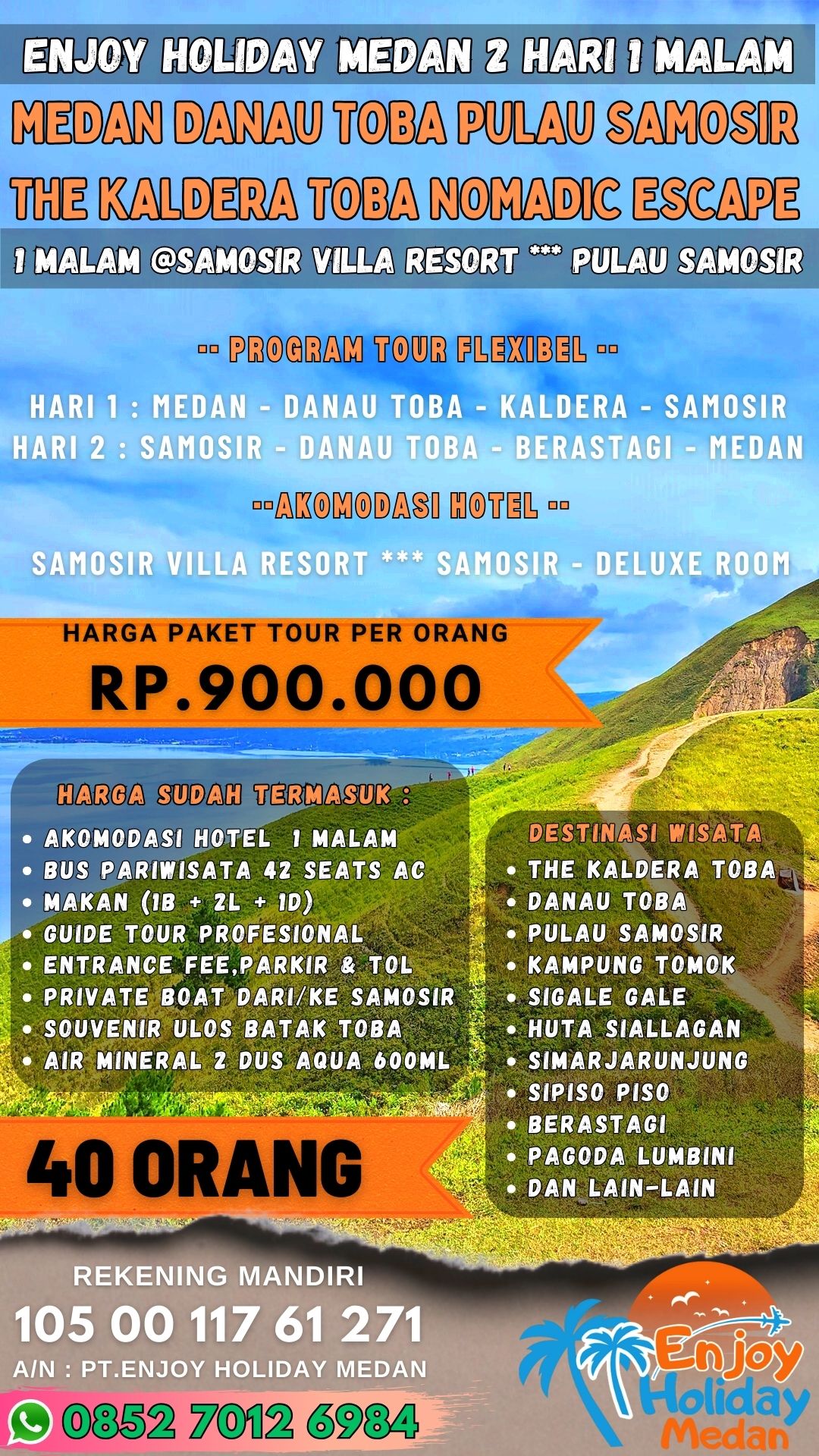 Paket Wisata Danau Toba 2 Hari 1 Malam