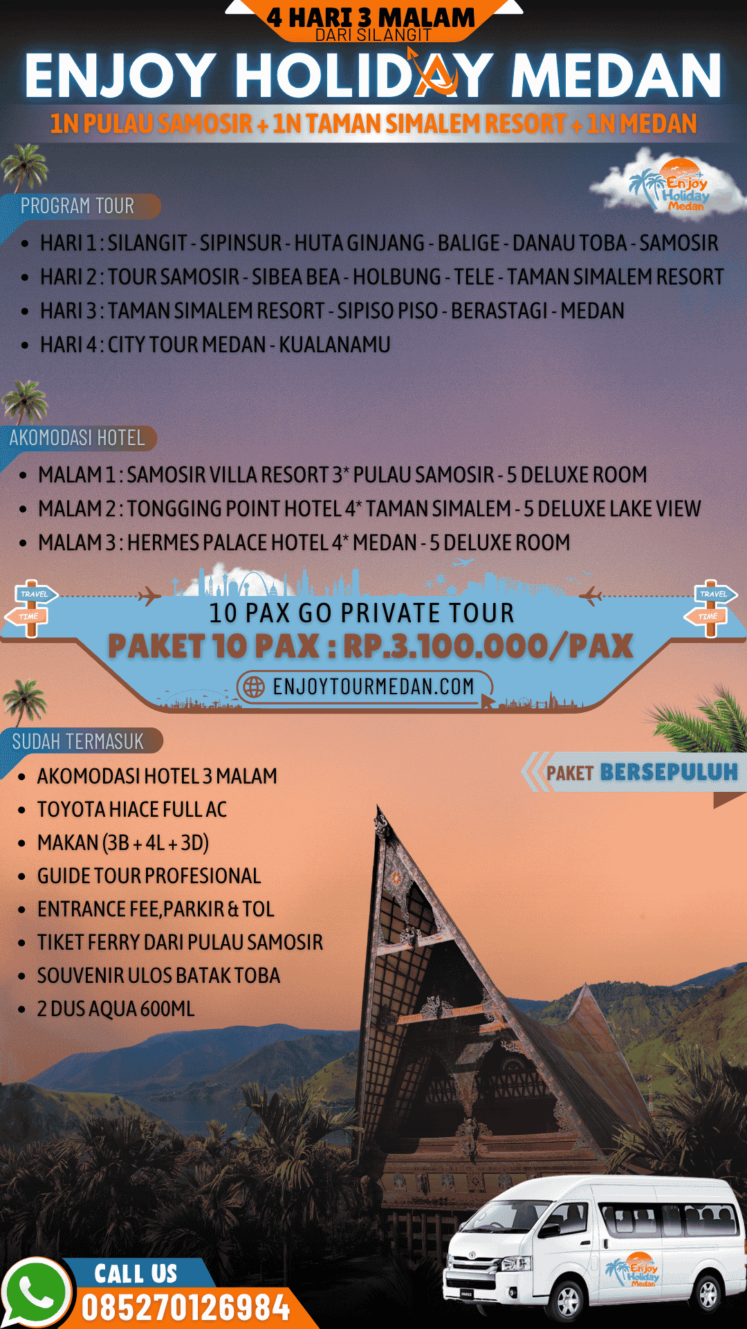 Paket Wisata Danau Toba Dari Silangit
