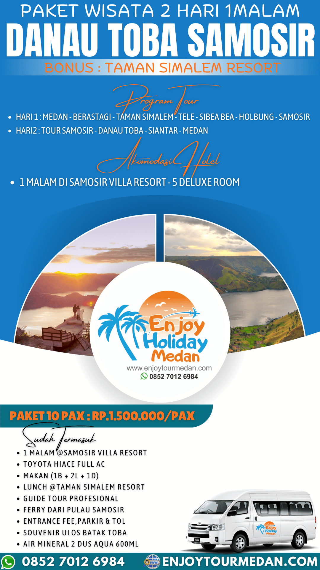 Daftar Harga Paket Wisata Danau Toba 2 Hari 1 Malam