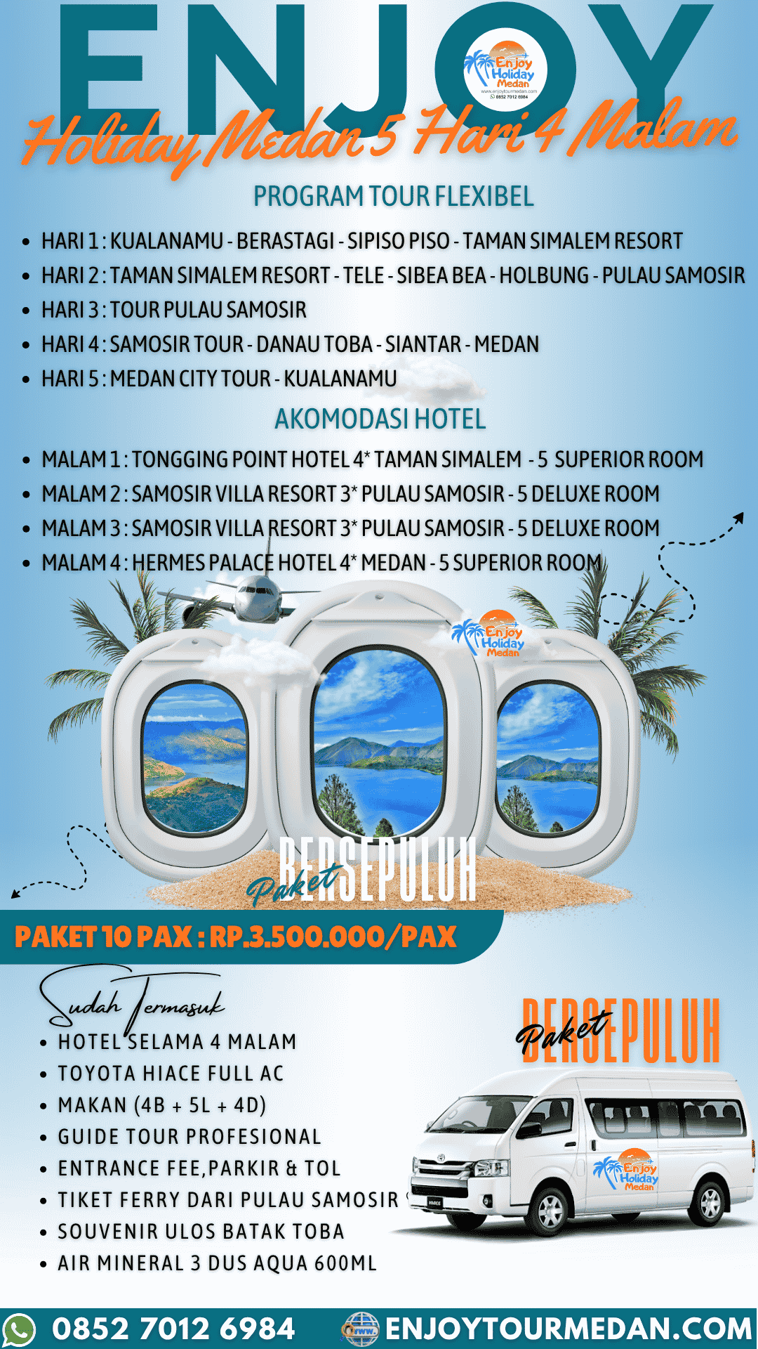 Paket Wisata Medan Danau Toba Samosir TSR 5 Hari 4 Malam