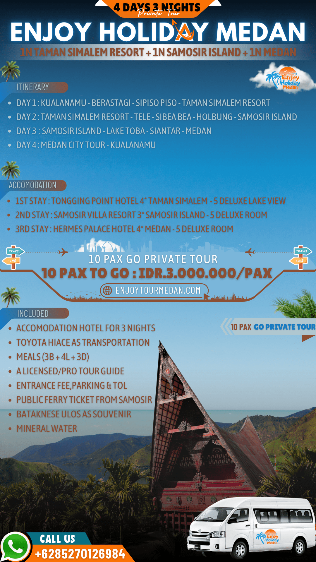 4D3N Lake Toba Tour Package From Singapore