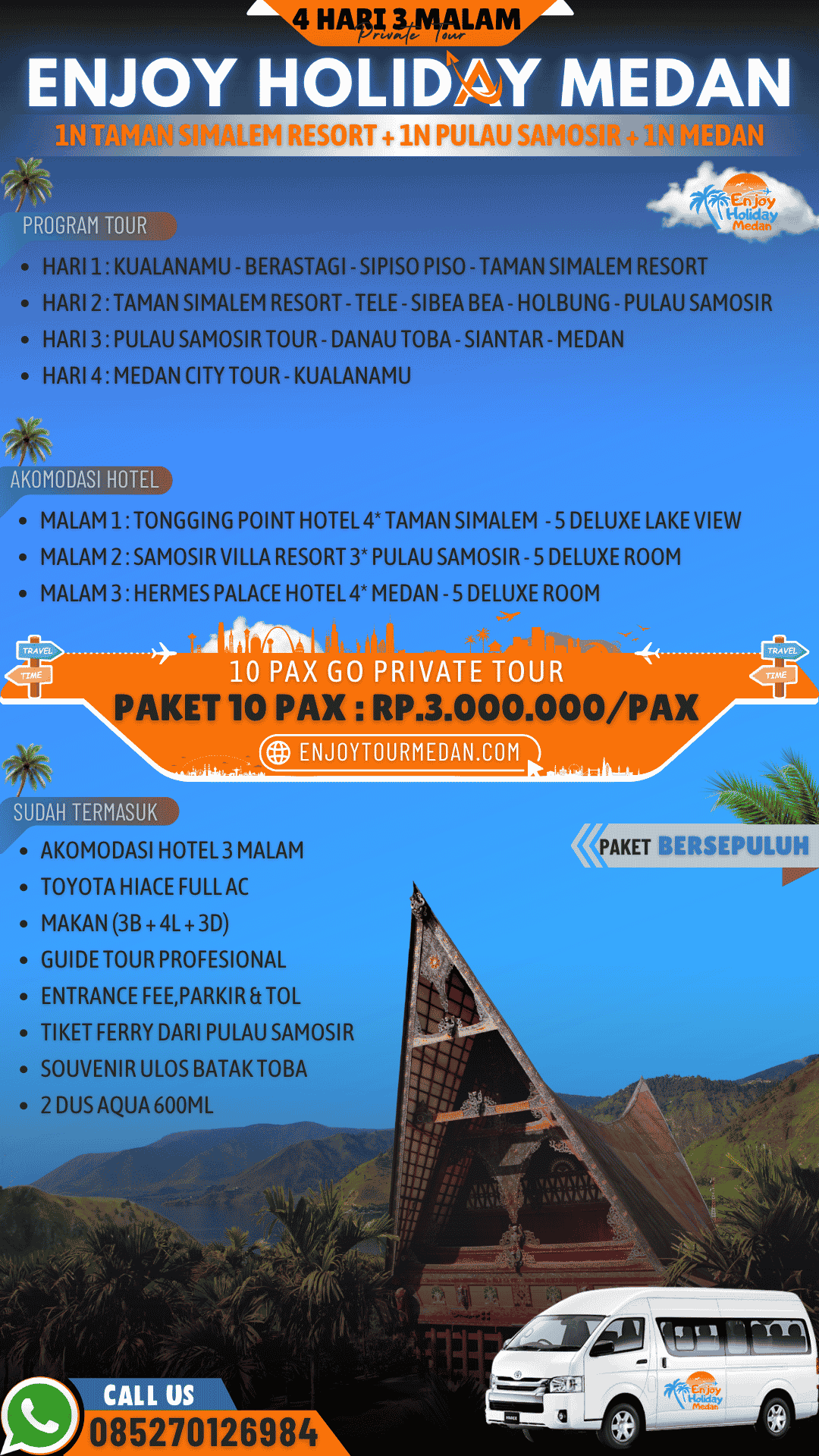 4D3N Paket Wisata Medan Taman Simalem Resort