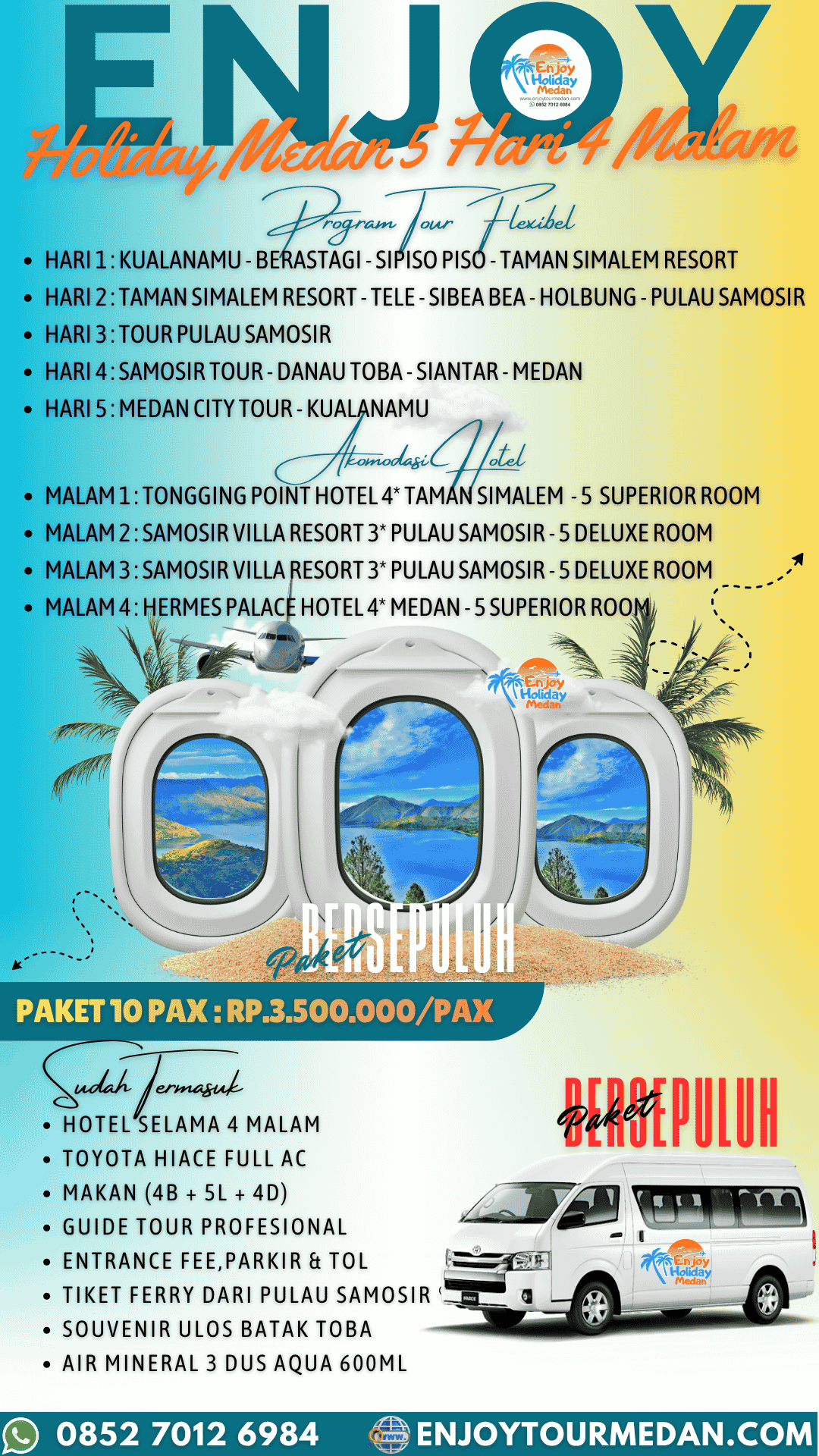 5D4N Singapore Medan Lake Toba Tour