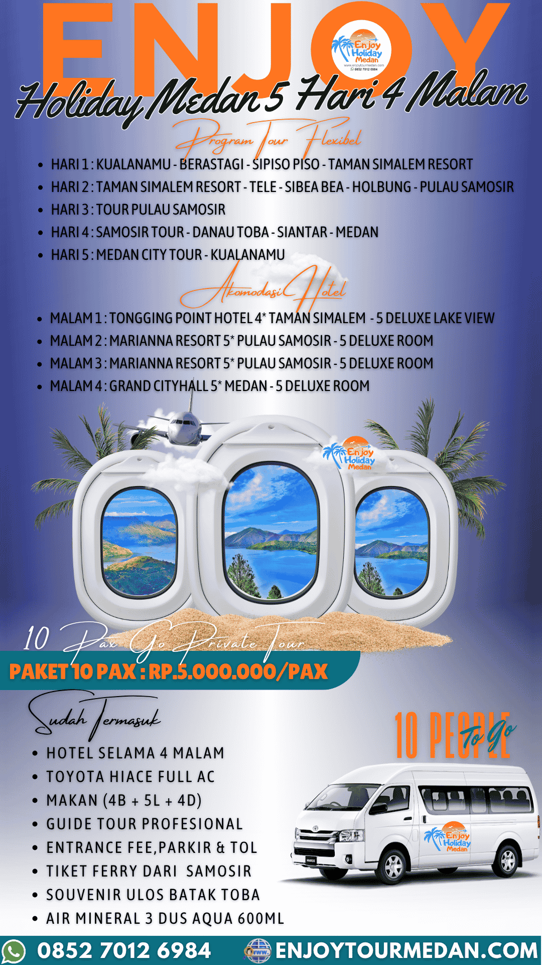 Paket Tour Medan Berastagi Danau Toba 6D5N