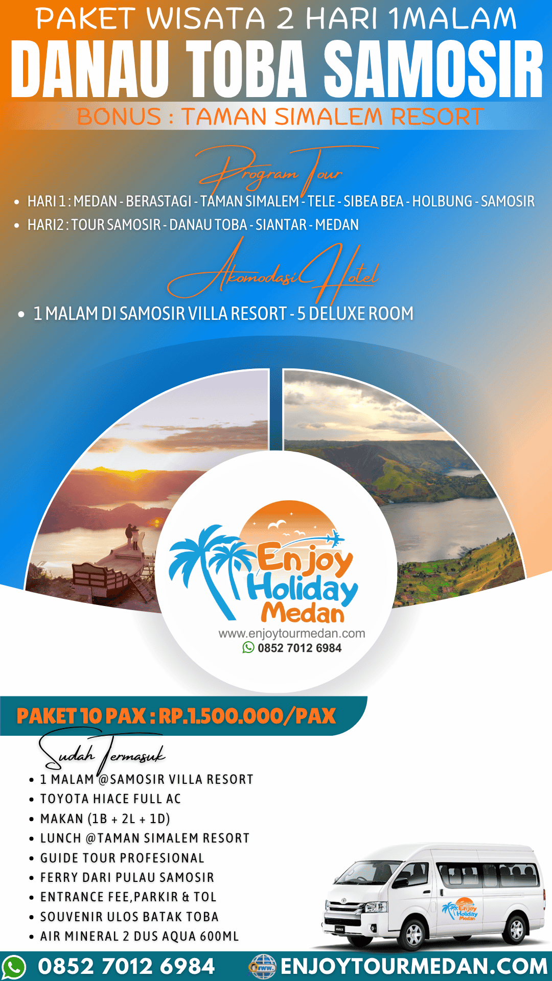Paket Tour Medan Danau Toba 2D1N