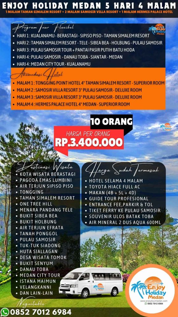 Paket Wisata Medan – Danau Toba 5 Hari 4 Malam