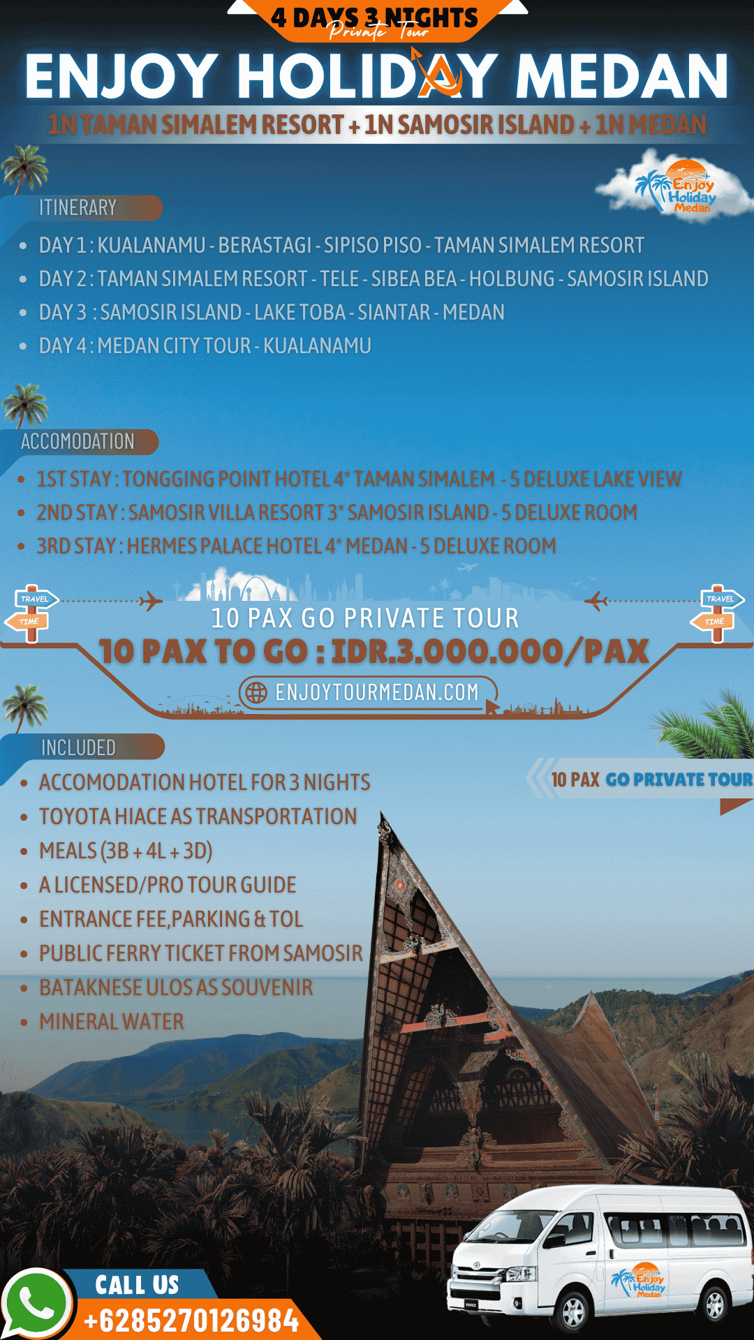 Medan Lake Toba Tour Package