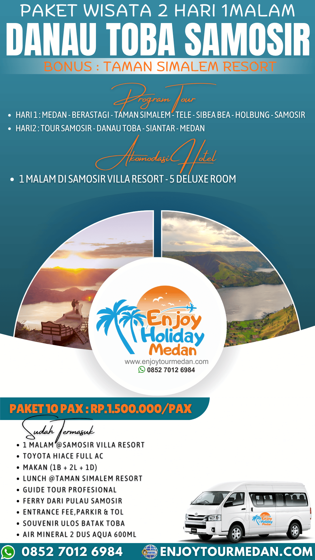 Paket Tour Medan Danau Toba Telengkap 2D1N