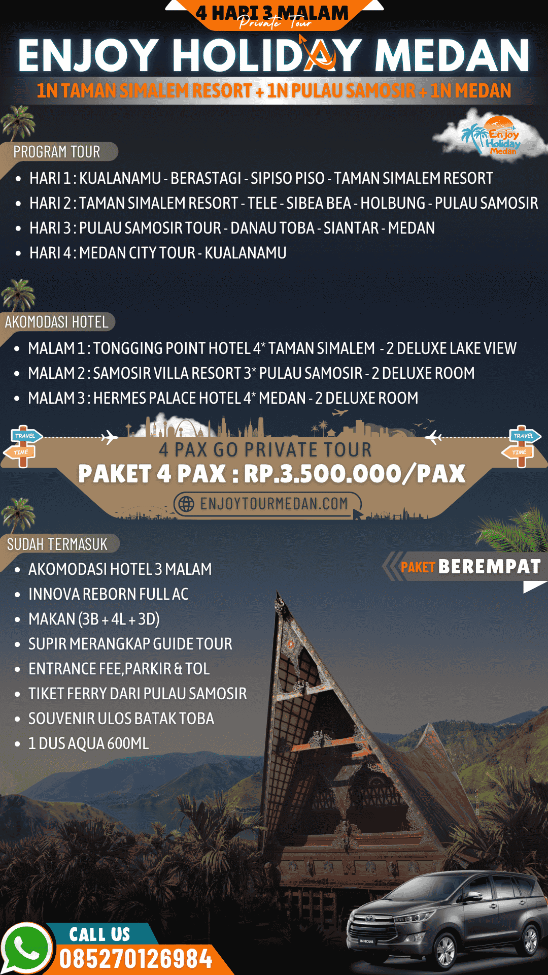 Paket Wisata Danau Toba 7 Hari 6 Malam