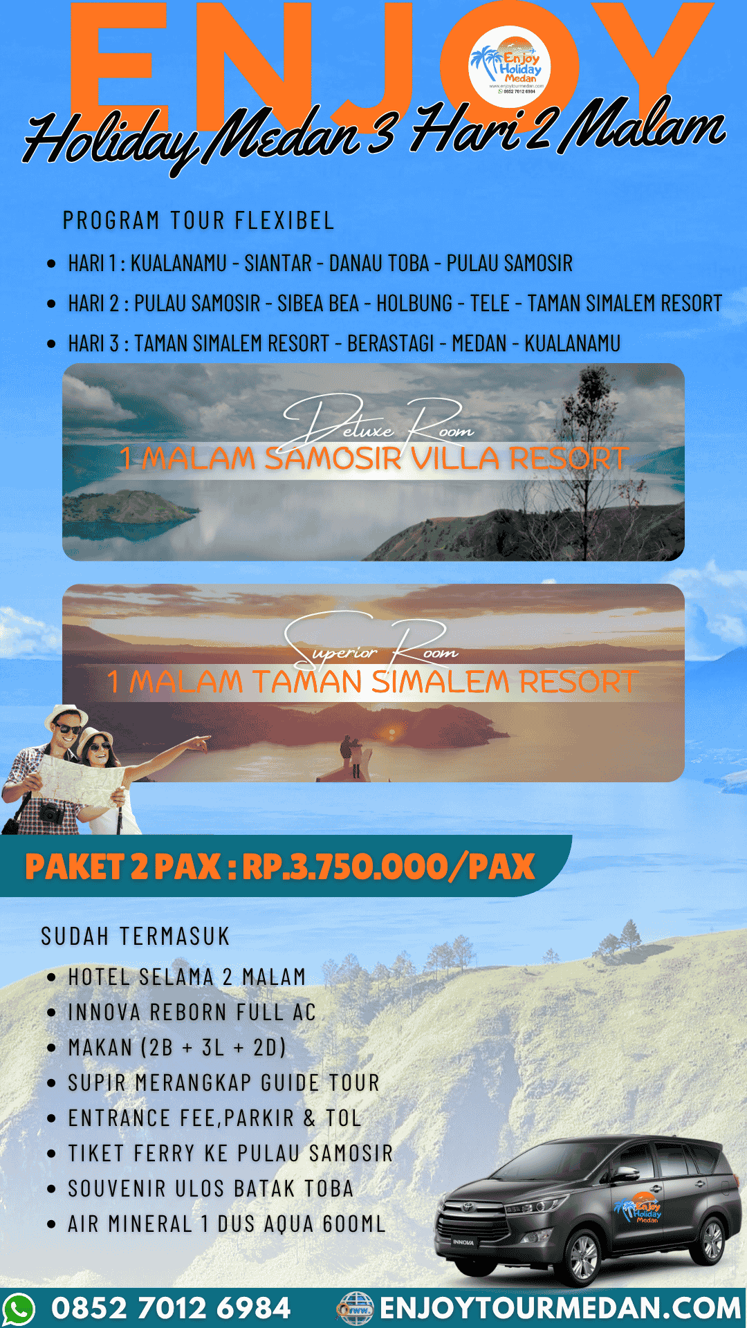 Paket Wisata Medan Danau Toba 3D2N