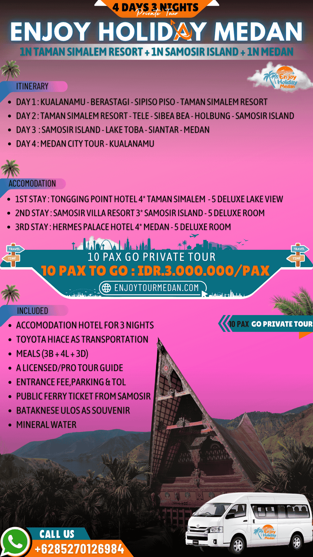 4D3N Lake Toba Tour Package From Malaysia