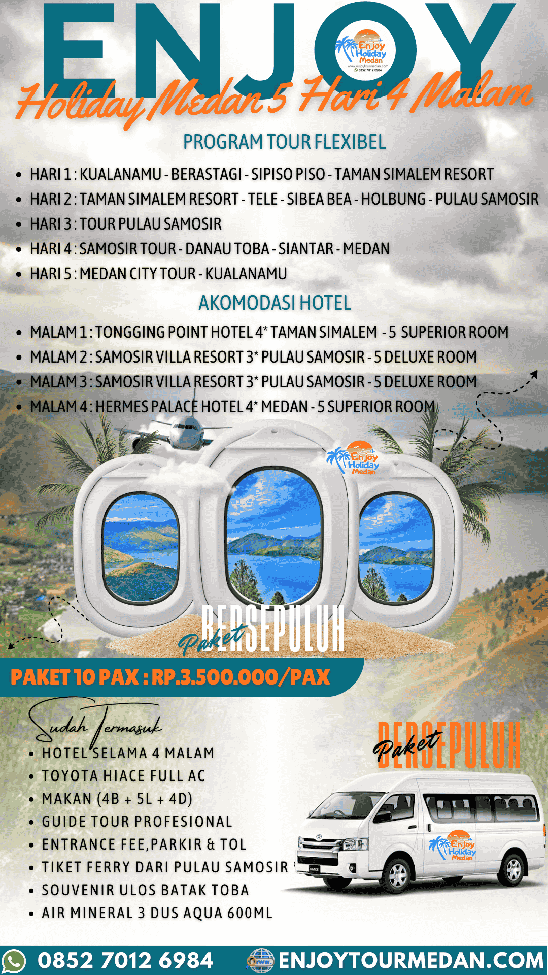 5D4N Paket Wisata Medan Danau Toba Dari Jakarta