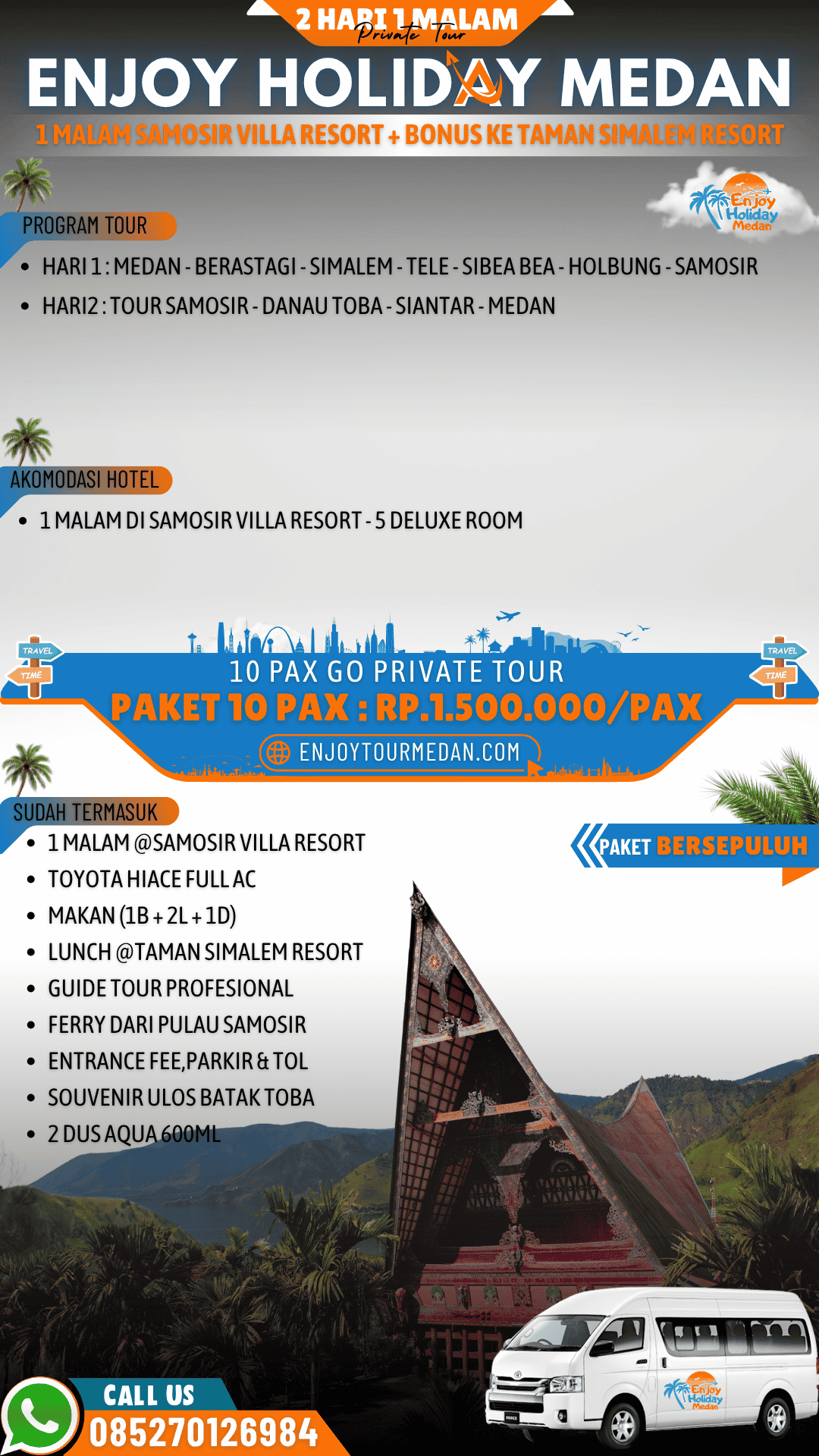 Paket Wisata Medan Danau Toba Samosir 2D1N