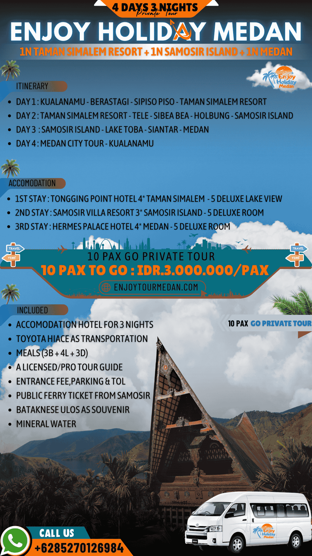 Private Trip Danau Toba 4 Hari 3 Malam